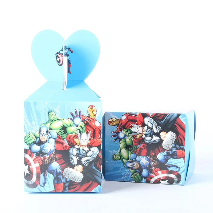 candy box 6pcs Тематический праздничный набор из бумаги/тарелки/стаканчиков/салфеток/коробок для конфет с соломенными флажками для вечеринки на день рождения, одноразовая посуда - Цвет: candy box 6pcs