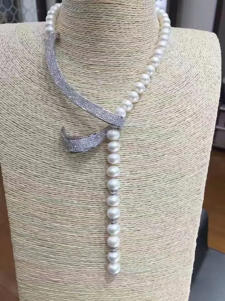 

2017 new design natural 9-10mm south seas white necklace>free shipping