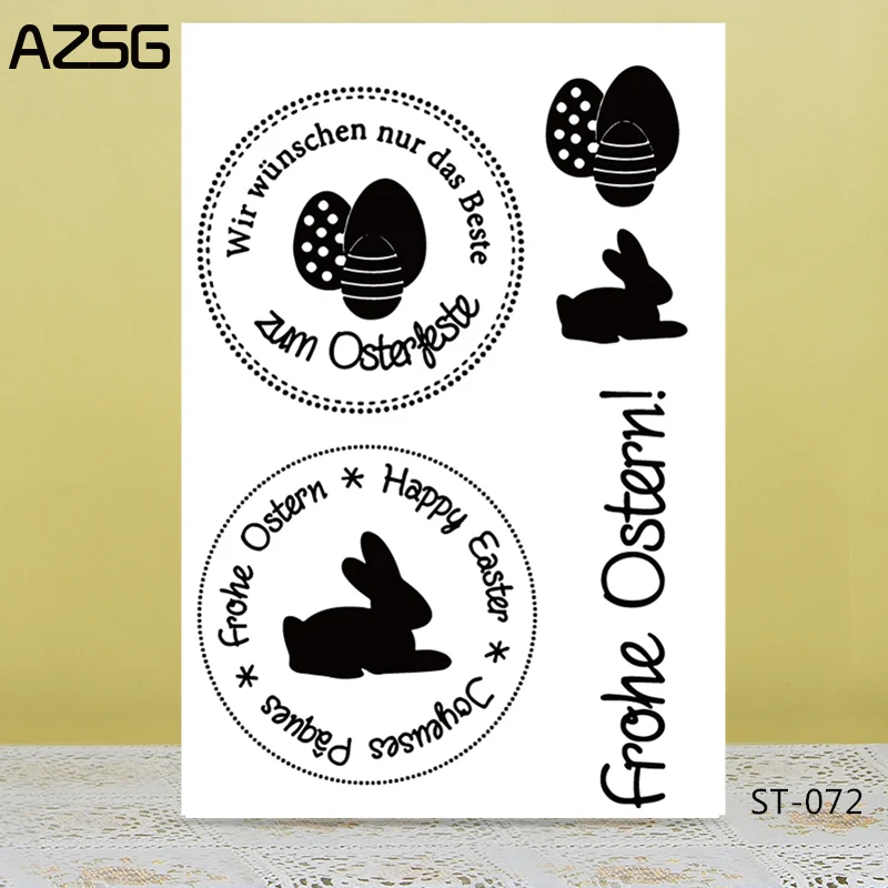 

AZSG German Merry Easter Eggs/Rabbit Clear Stamps/Seal For DIY Scrapbooking/Card Making/Album Decorative Silicone Stamp Crafts