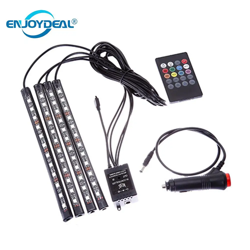 Enjoydeal 4 шт. 12 В Светодиодная лента RGB для автомобиля гибкая панель дистанционного