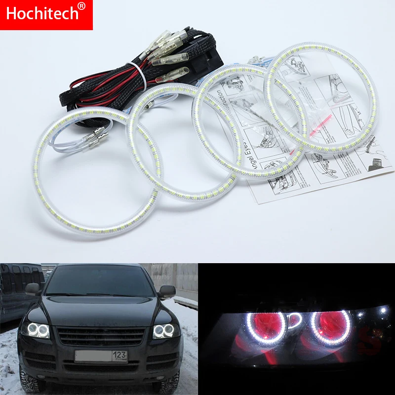 

Для Volkswagen Touarg 2003 2004 2005 2006 ультра яркие красные/зеленые/Белый светодиодный глаза ангела 2600LM 12 В halo Кольцо Комплект Противотуманные фары свети...
