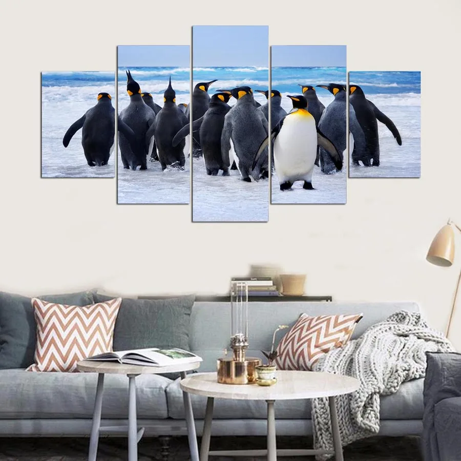 5 шт. Картина на холсте с изображением пингвина современная картина животных
