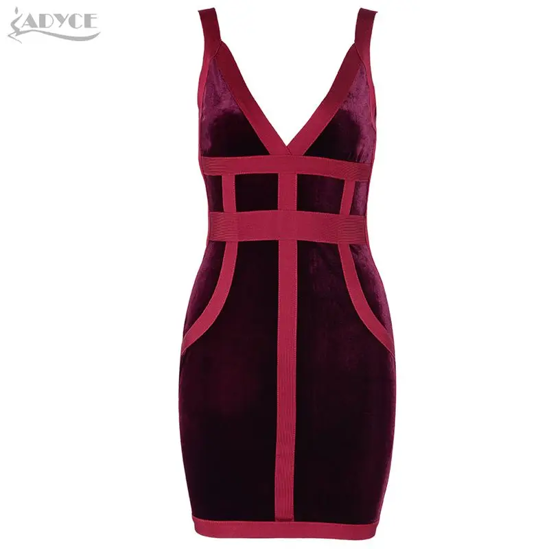Wine Red Adyce новое летнее облегающее вечернее платье в стиле знаменитостей женское элегантное сексуальное платье без рукавов с v-образным вырезом для ночного клуба Vestidos - Цвет: Wine Red
