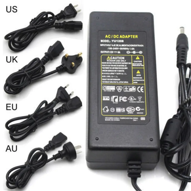 AC100-240V к DC12V 1/2/3/5/6/8A адаптер питания трансформатор для 5050 3528 5630 светодиодной ленты