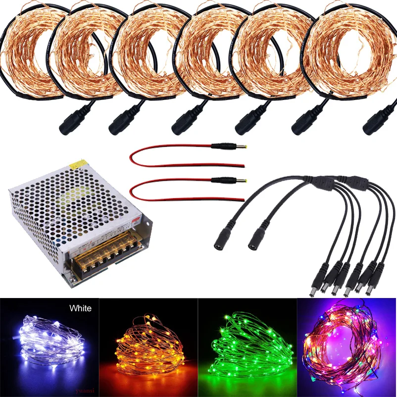 60 м 70 80 LED DC12V микро рисовая проволока медная гирлянда для вечеринки DC женский