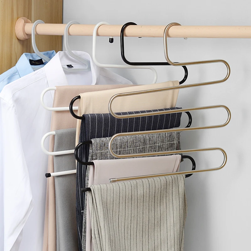 MultiFunctional Clothes Hangers 5 Layer S Shape Pants Storage Cloth Rack Multilayer Organization Drying Hanger | Дом и сад