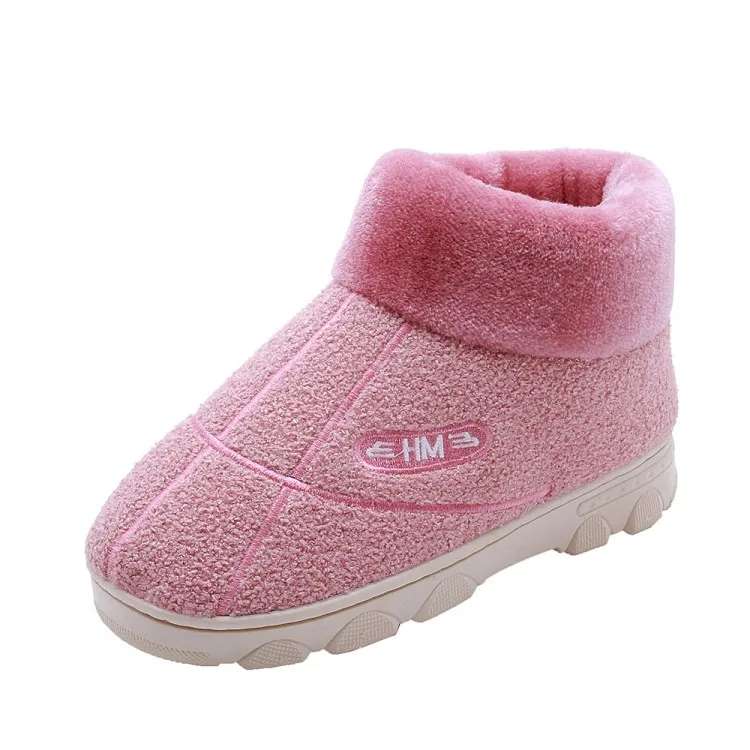 06 Pink PXELENA; мужские зимние меховые домашние тапочки; толстые плюшевые теплые хлопковые домашние мягкие удобные мужские тапочки; обувь для влюбленных пар; большие размеры - Цвет: 06 Pink