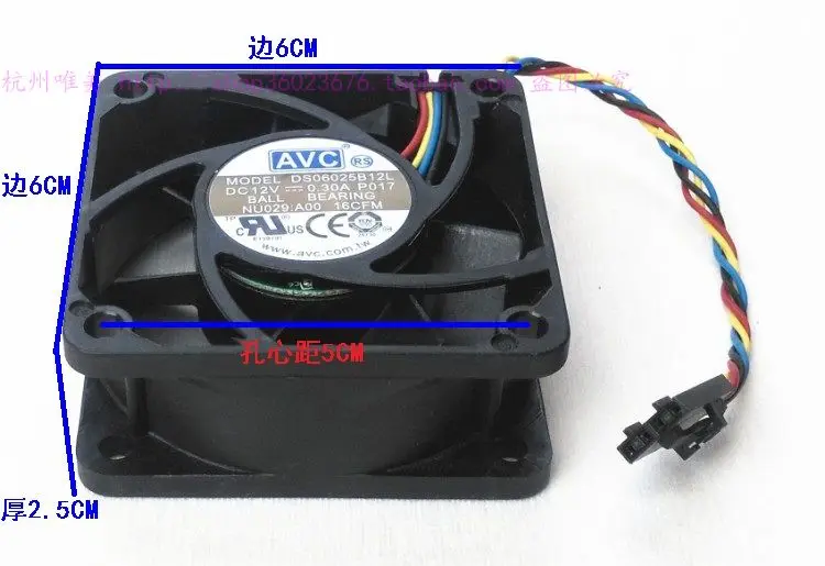 Новый AVC 6 см 6025 4 линии двойной шарикоподшипник DS06025B12L 12V 0.30A для DELL Вентилятор