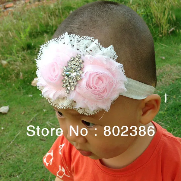 5 colors mix White Pink Ivory Peach hotpink Shabby Chic Rosette Lace Headband |