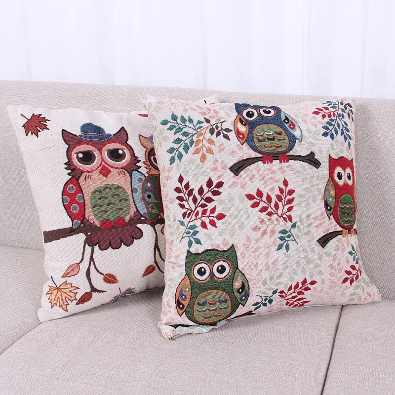 Наволочка для подушки из хлопка и льна 45 см * 18 дюймов|pillow case|throw pillow casesowl case |