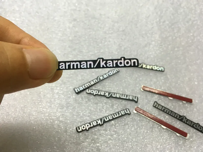 

new styles 10pcs/lot harman/kardon Hi-Fi Speaker audio Speaker 3D Aluminum Badge Emblem stereo sticker 44x5mm