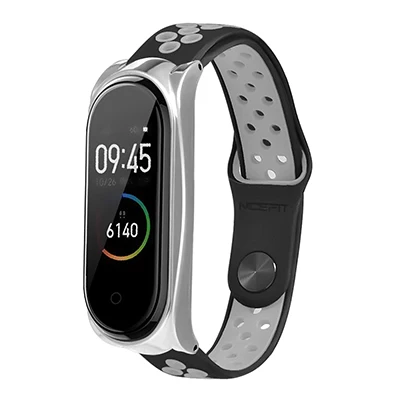 YUEDAER Двойной Цветной силиконовый ремешок для Xiaomi mi Band 4 аксессуары для браслетов TPU Wacthband для mi Band 4 металлическая рамка чехол - Цвет: Gray