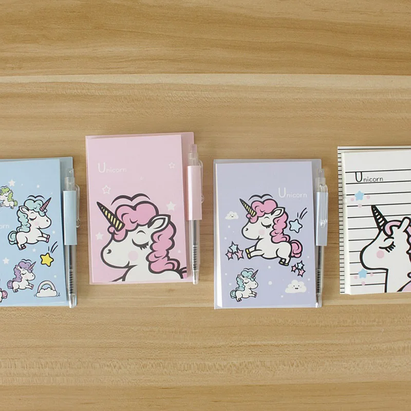 Милый мультяшный единорог с ручкой блокнот для заметок Kawaii Липкие заметки для детей подарок блокнот школьный блокнот офисные канцелярские закладки