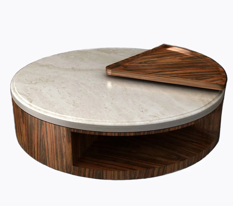 Coffee table Круглый дизайн, натуральный мраморный столешница, деревянный журнальный столик, небольшой угловой столик, современный круглый центральный стол для гостиной - Цвет: Coffee table