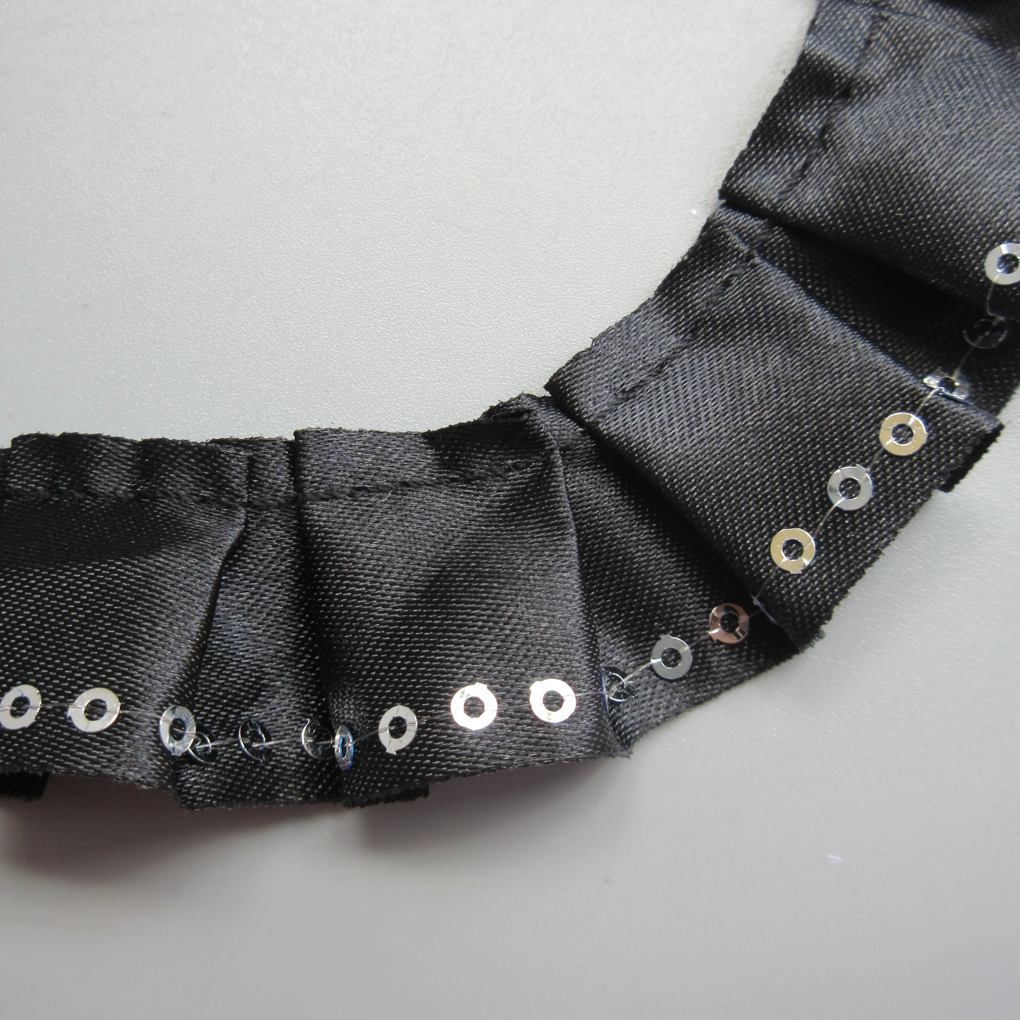 5 ярдов 25 мм белый черный блестки плиссированные края кружевная отделка Лента