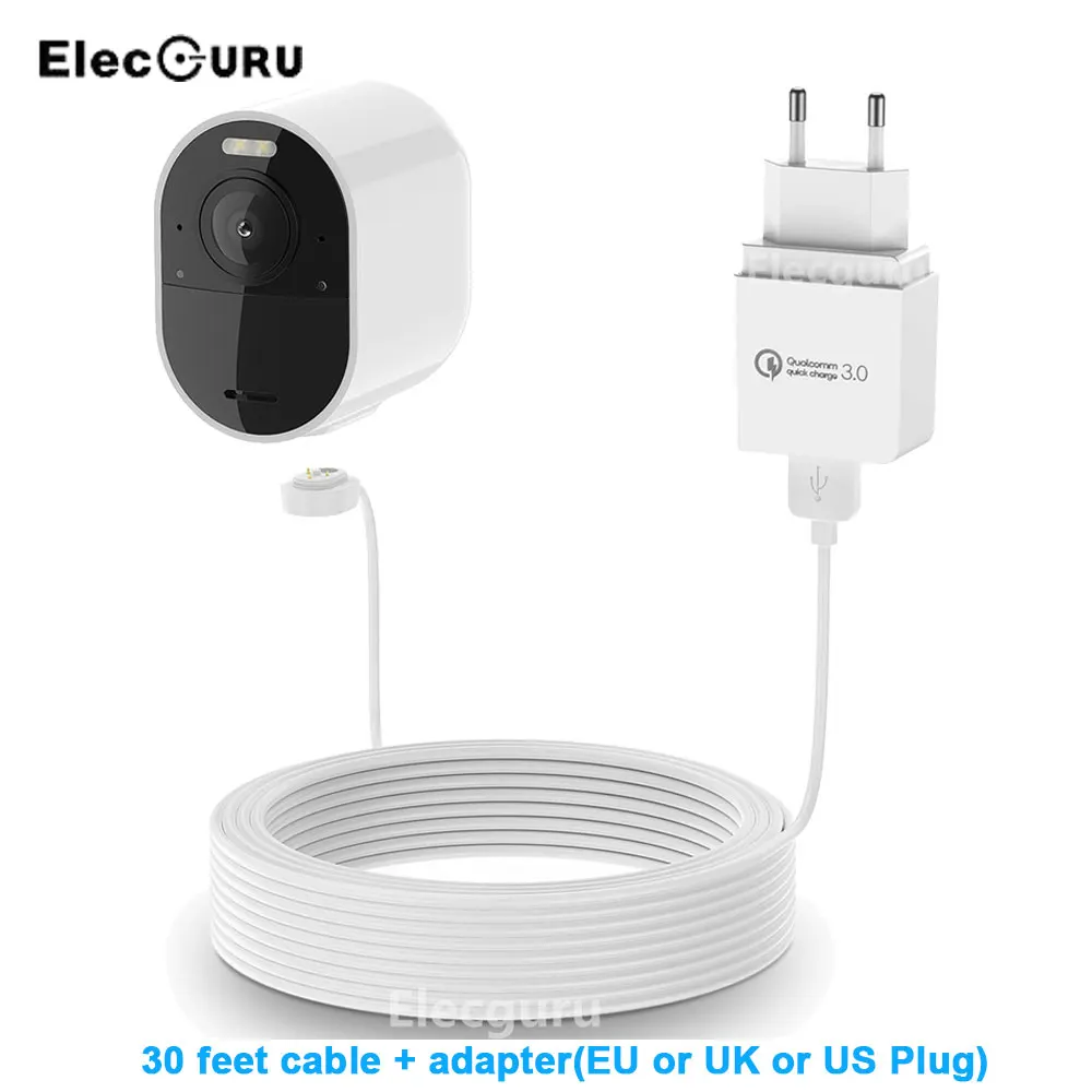 for Arlo Ultra/Pro 3 Camera 30ft/9m Waterproof Magnetic Charging Cable with QC 3.0 Power Adapter,Arlo Camera Accessories