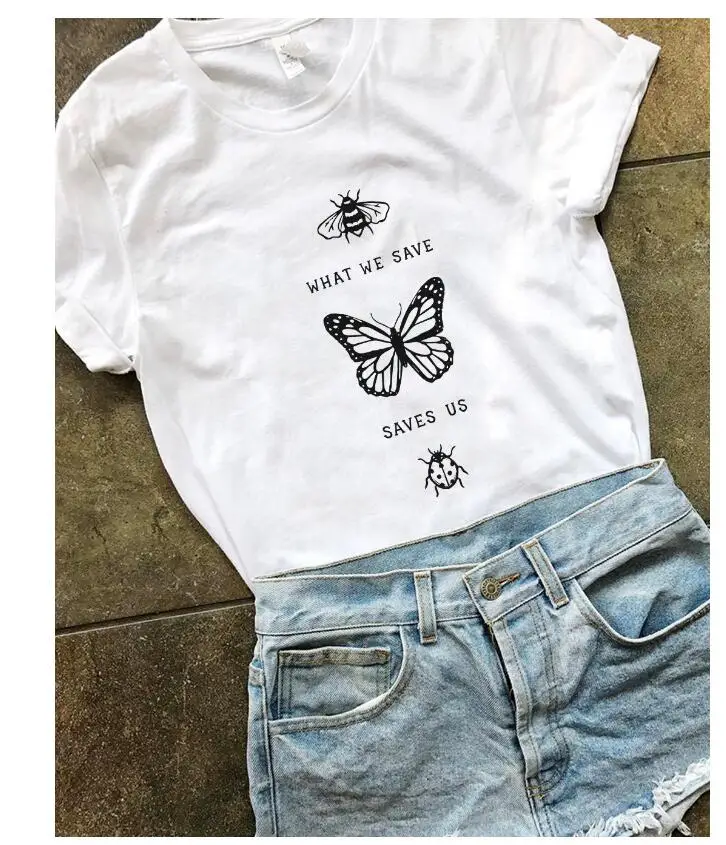 Новинка 2019 модная женская футболка женские футболки pius размера save the bees graphis белая