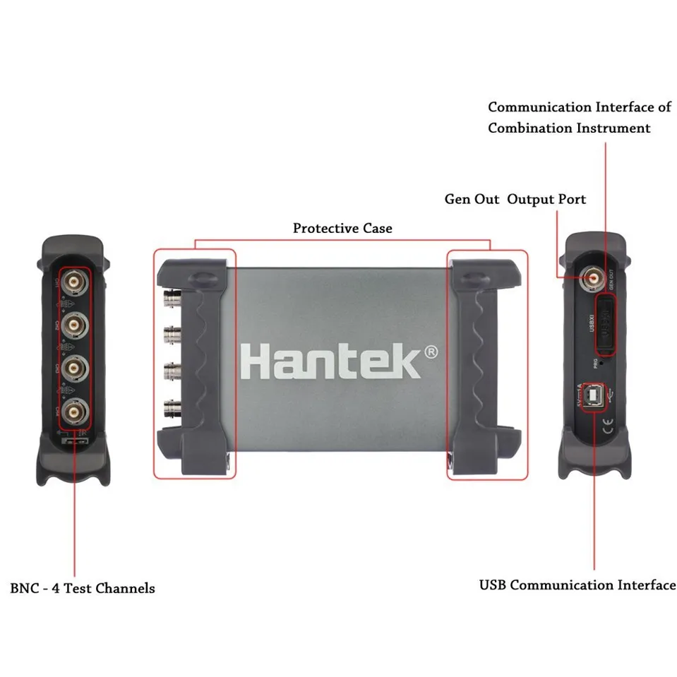 Hantek 6254BD Osciloscopio ПК на базе портативной цифровой осциллограф 4 Каналы 250 МГц USB