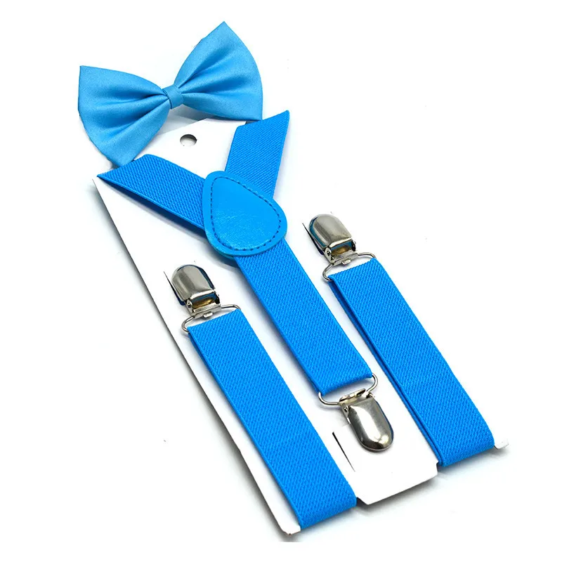 light blue SHOWERSMILE подтяжки для мальчика Дети Синий Подвеска для детей брюки желтый розовый черный темно-синий красный свадебные Детские подтяжки для девочки галстук-бабочка комплект - Цвет: light blue
