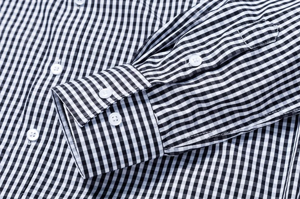 Мужские Повседневное Long Sleeve Gingham Woven Кнопка Пух Рубашки | Мать и ребенок