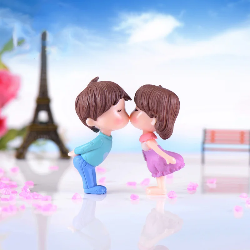 2 шт. статуэтки для влюбленных поцелуи мальчик девочка свадебная кукла миниатюры