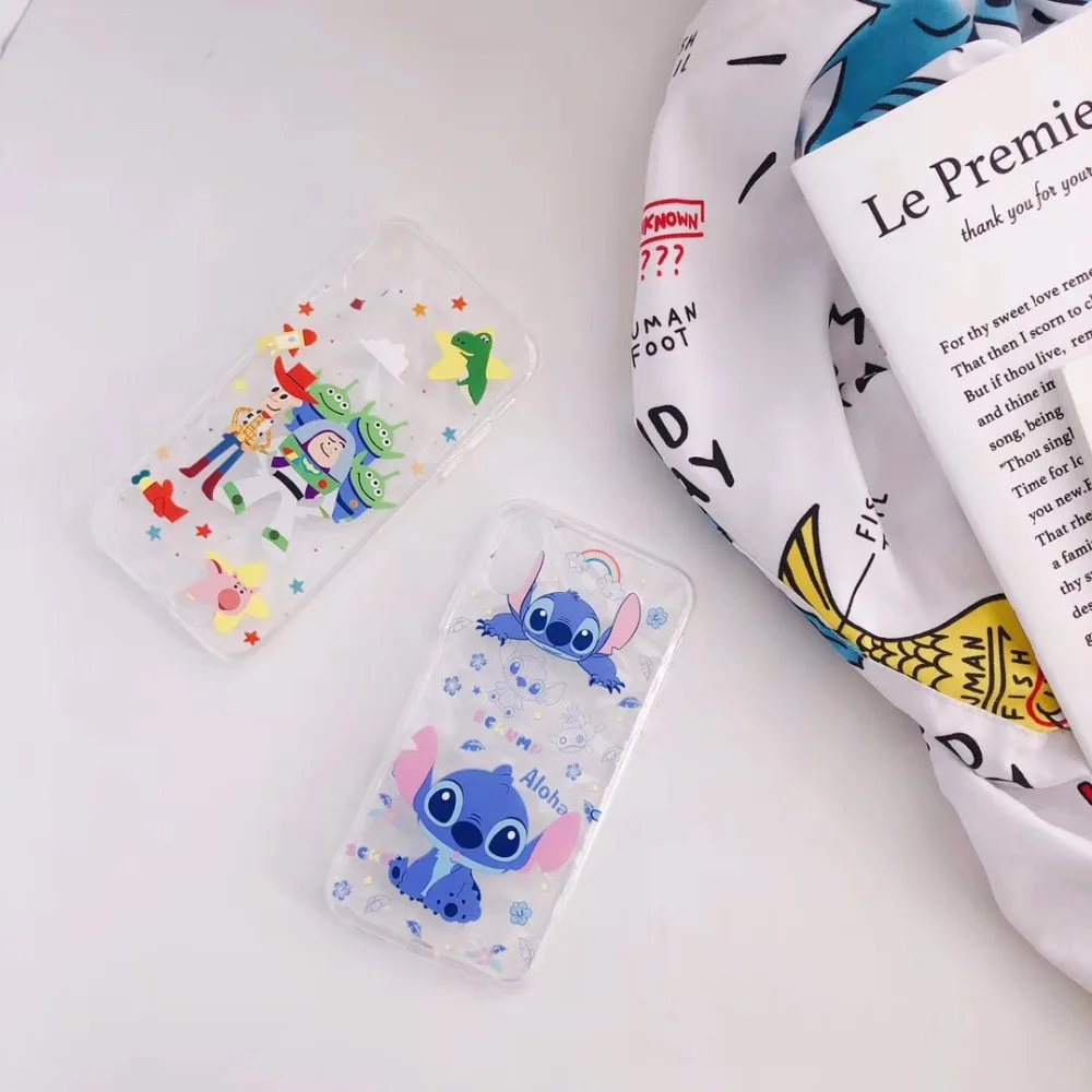 Cute Cartoon Monsters toy story Stitch phone case for iphone X 6 6s plus 7 8 Diamond pattern Transparent silicone back cover |