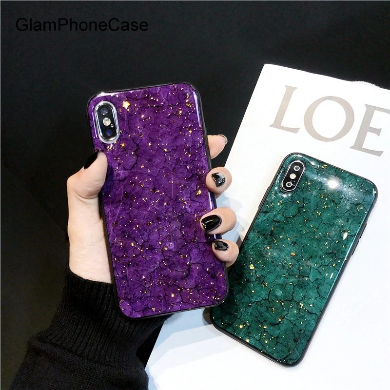 GlamPhoneCase фиолетовый мраморный Золотой фольгированный чехол для телефона iPhone XS Max XR