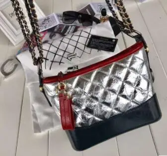 blue with seilver Брендовая дизайнерская Высококачественная женская сумка из натуральной кожи, Повседневная Дамская сумка на молнии с ромбовидной решеткой - Цвет: blue with seilver
