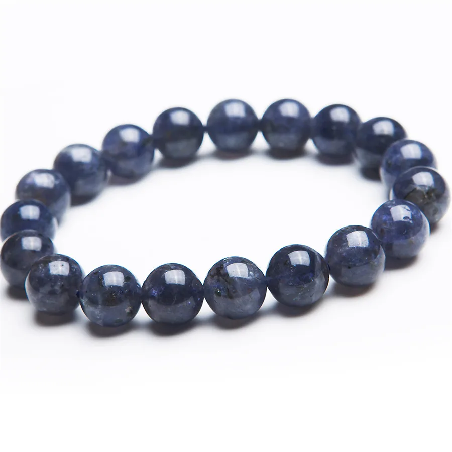 

Новое прибытие Подлинная природных Голубой Кордиерит Dichroite Айолит Gemstone 12mm Сыпучие Круглый бисера Натяжные шарм браслеты Женщины