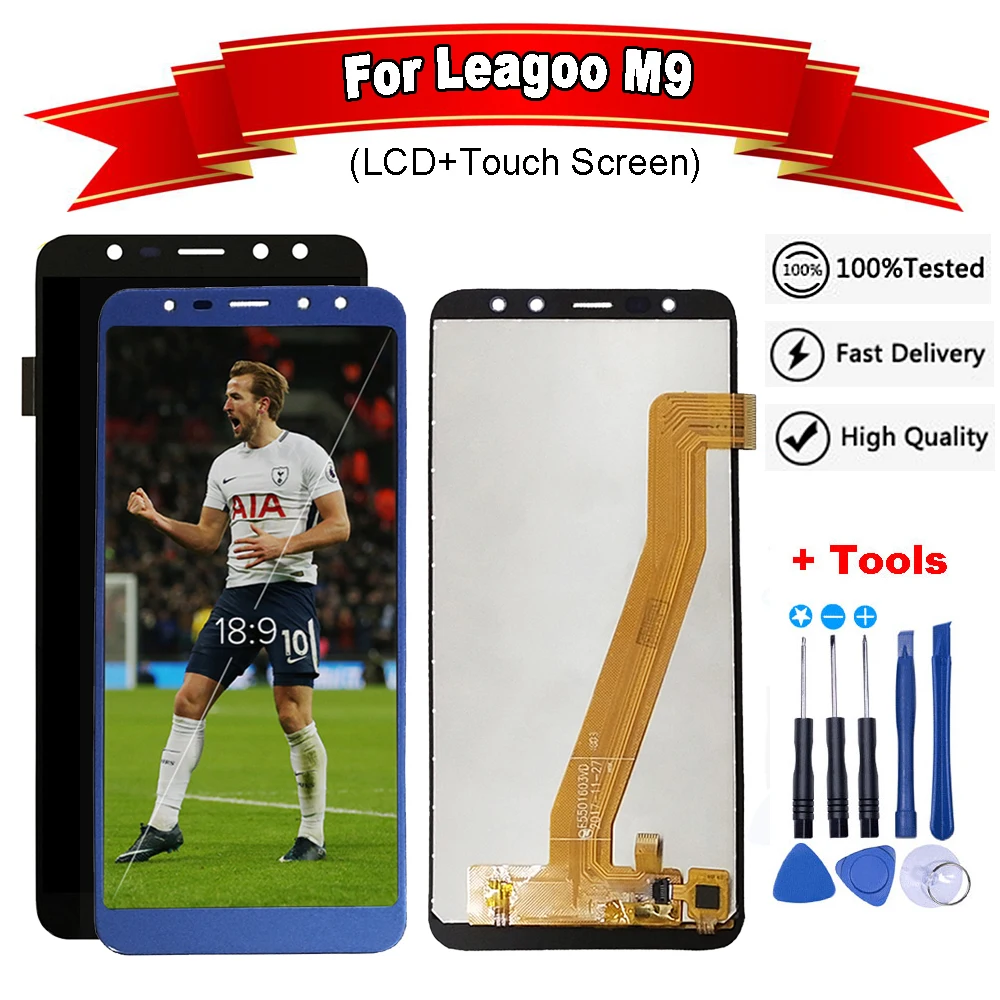 Черный/синий 5 ''для ЖК-дисплея Leagoo M9 + детали для ремонта товара инструменты