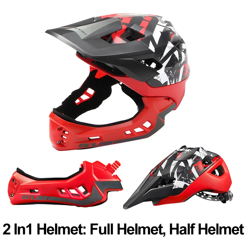 Детский велосипедный шлем съемный на все лицо с задним фонарем для горных и