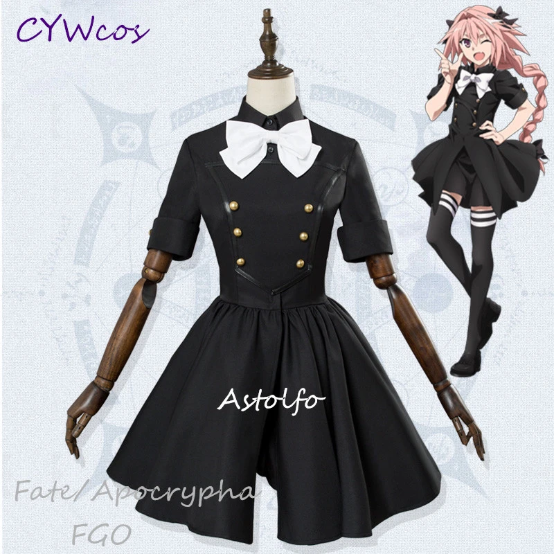 Fate/Apocrypha FGO Косплей Astolfo Черное женское платье костюм летние вечерние платья