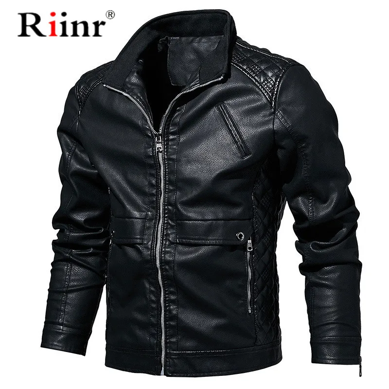 Мужская осенне зимняя куртка из искусственной кожи в стиле панк мужская кожаная