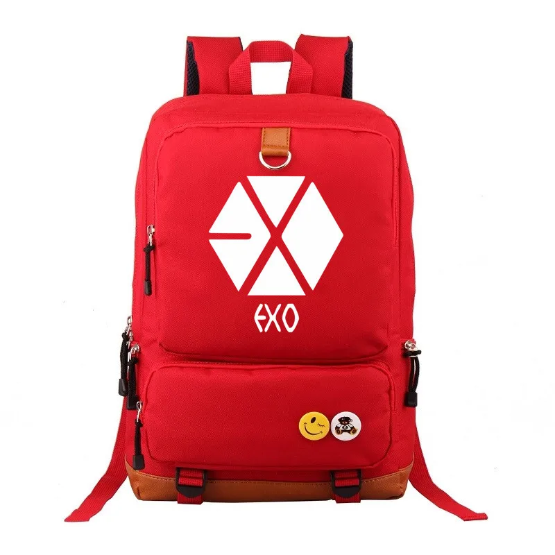 Новинка года,, рок, выцветание, Алан, ходунки, EXO GOT7, AC/DC, Детские портфели для подростков, школьные сумки, парусиновые мужские Студенческие рюкзаки - Цвет: 19