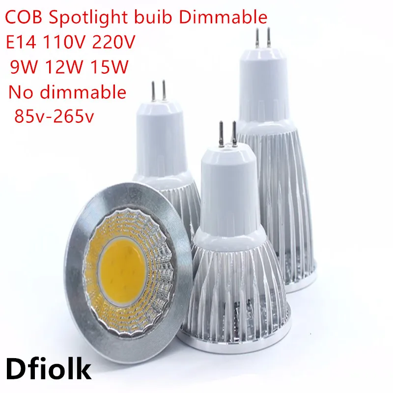 

1 шт. Новая Мощная лампада Led GU5.3 COB 9 Вт 12 Вт 15 Вт с регулируемой яркостью светодиодный прожектор Cob Теплый Холодный белый лампа GU 5,3 110 В 220 В