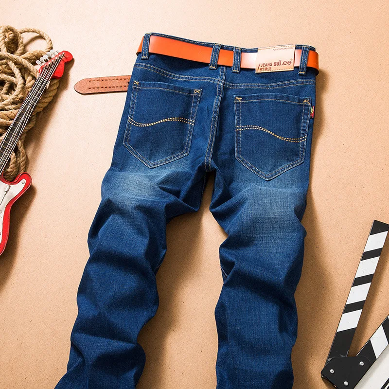 Новинка 2019 модные мужские байкерские джинсы синяя джинсовая мужская одежда