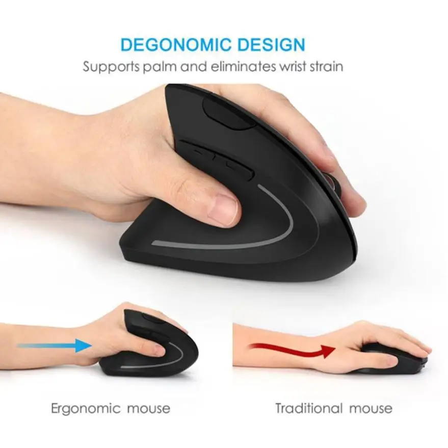 Binmer New Arrival 6D 2.4G Wireless Mouse Ergonomic Vertical Left hand Optical 1600DPI Gaming Mini Mice For PC Computer 18AUG7 | Компьютеры