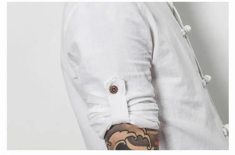 #2726 Лето 2018 льняная рубашка мужская черная/белый китайский Модная Chemise homme Большие