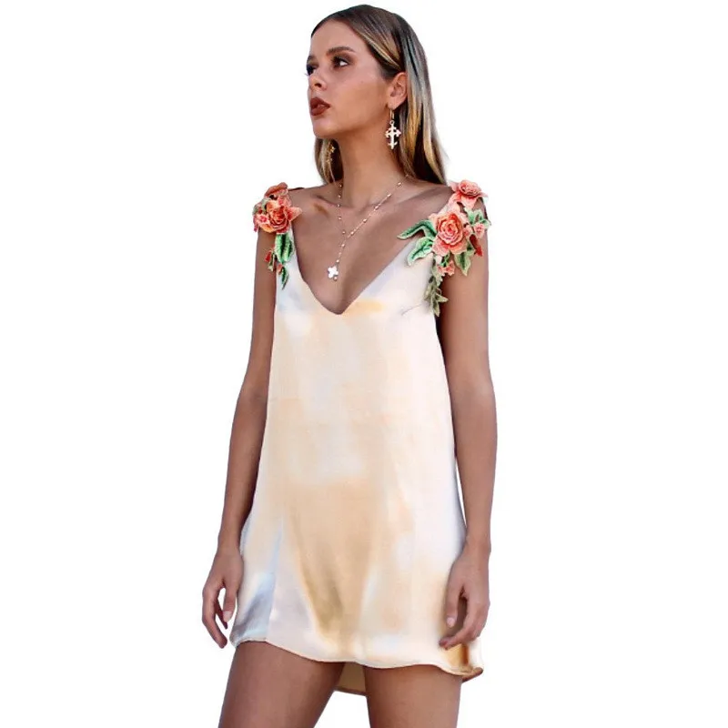 Женское повседневное короткое платье без рукавов с v-образным вырезом и