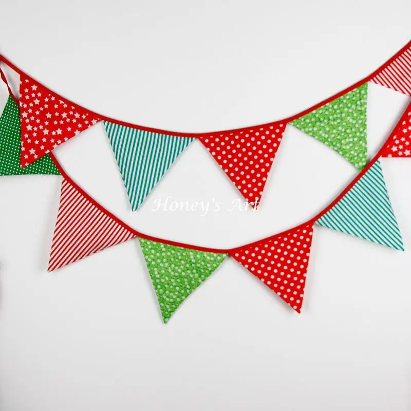 

3.2M 12flags Vintage Fabric Bunting Wedding Birthday Party Decoration Baby Shower Photo Prop Room Garden Garland Home Decor