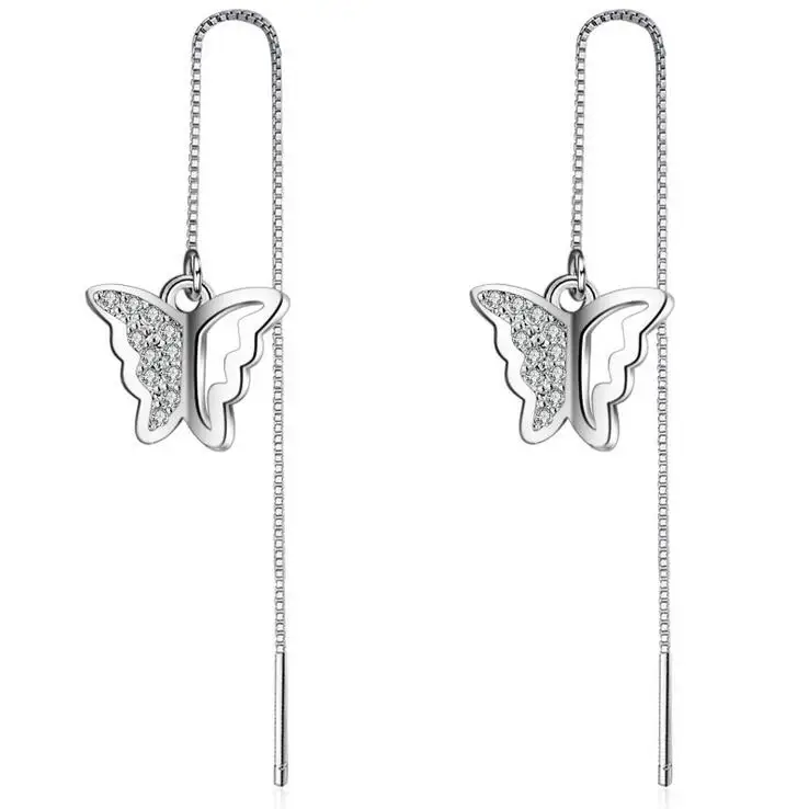 Женские длинные серьги из серебра 925 пробы с кристаллами|925 sterling|drop earringsearrings fashion |