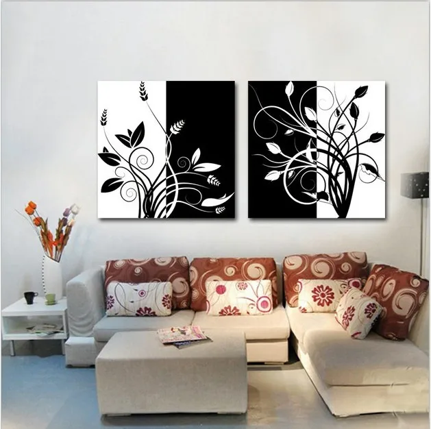 Горячая черно белая картина маслом на стену 2 шт. картины холсте для гостиной