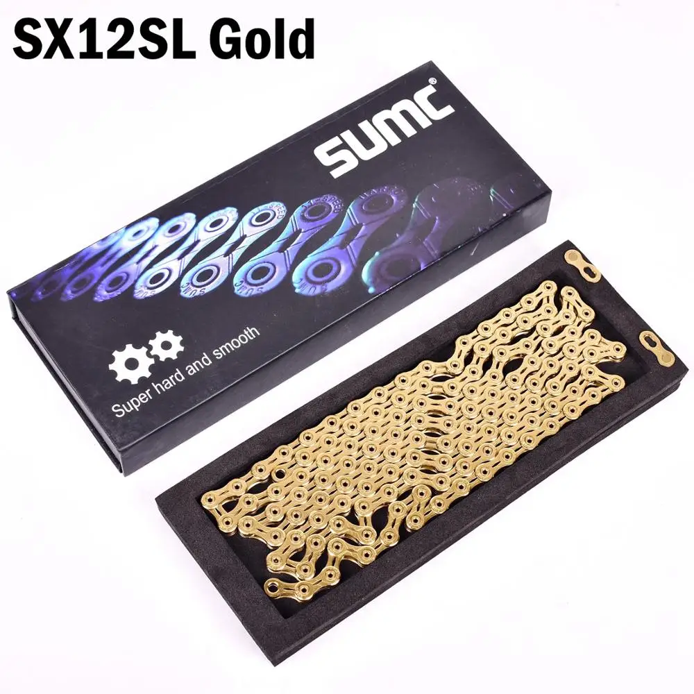 

SUMC MTB 12 скоростная цепь золотая 12 s Орел Золотая 12 скоростная цепь x1 x12 1x12 системный разъем в комплекте 126L звенья для велосипеда