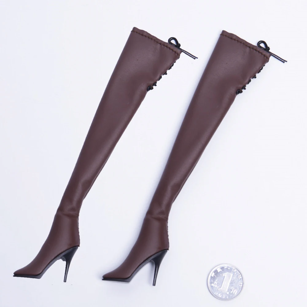 

1/6 Scale Action Figure Shoes Accessories Sexy Long Lace-up Leather Boots Feet Inside 6 Colors for 12 inches Female Action Body