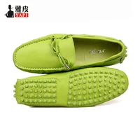 eu 38 44 mens genuine cozy leather tie casual slip on summer green loafers man car shoes daily moccasins