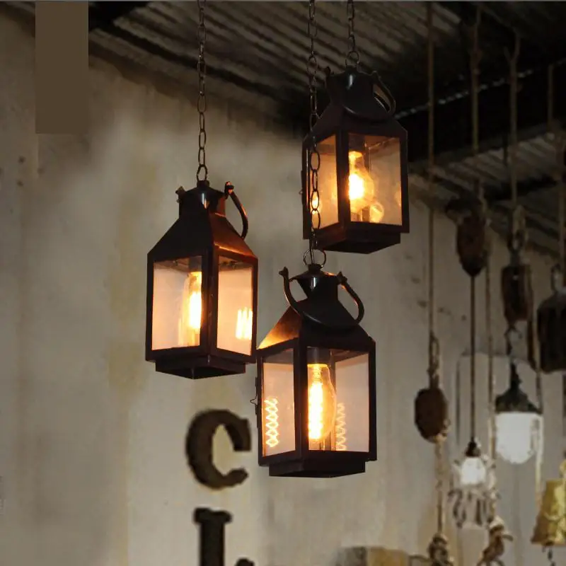 

Cafe Vintage suspension hanging Lamp Restaurant E27 Iron Loft Fisherman Pendant lights glass Lampshade Bar Industrial lighting