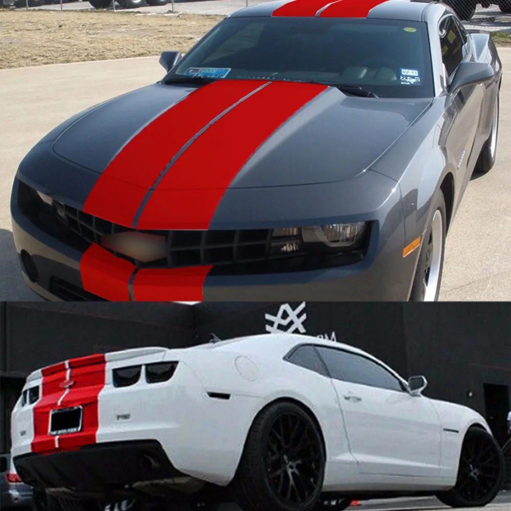 Опциональная цветная наклейка в полоску комплект для Chevrolet Camaro Mondeo Mustang Ford SS капот