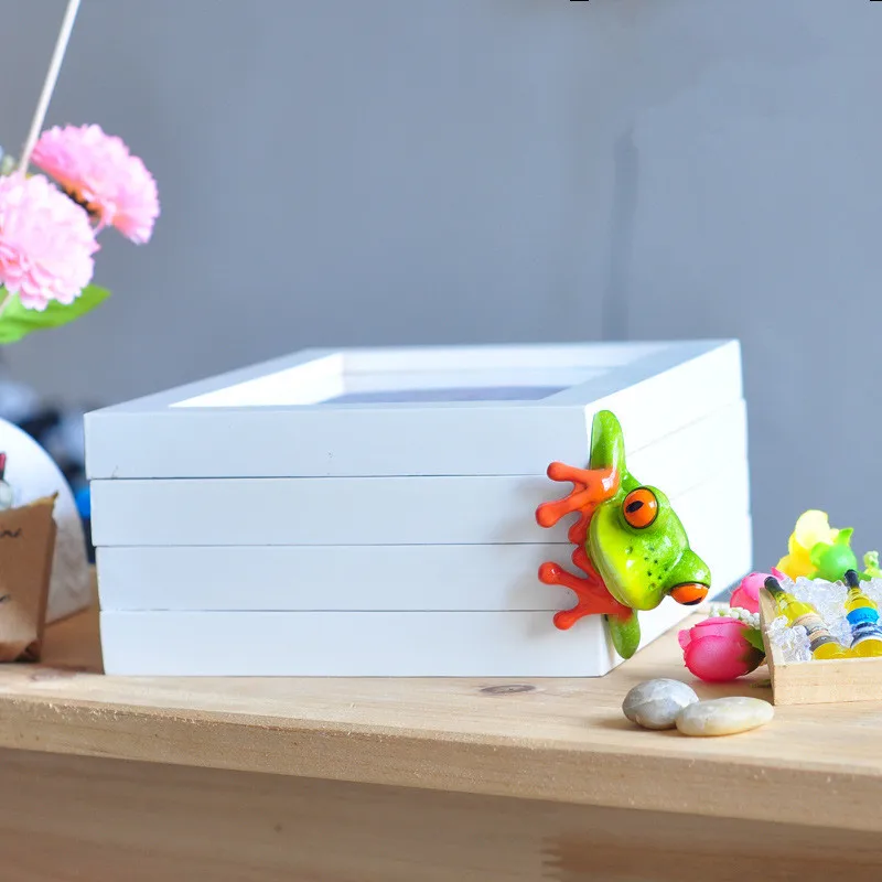 2pcs/set Funny Frog Statue 3D Computer Sticker Cute Figurine Ornament Animal Resin Craft Home Decor | Дом и сад