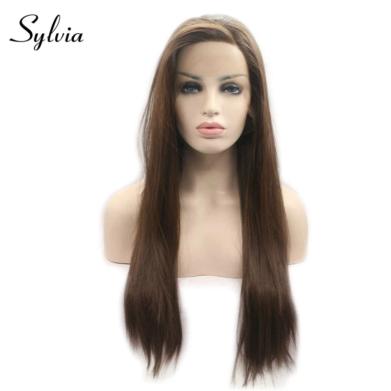 

Sylvia Dark Brown #6 Synthetic Lace Front Wigs Long Silky Straight Side Part Heat Resistant Fiber Hair For Women