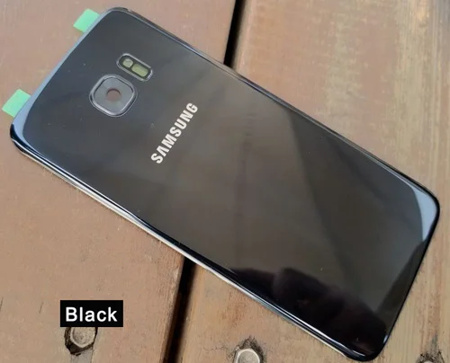 Black Samsung оригинальная задняя крышка батарейного отсека стеклянная крышка для samsung GALAXY S7 Edge G9350 S7 G9300 G9308 задняя защитная крышка корпуса - Цвет: Black